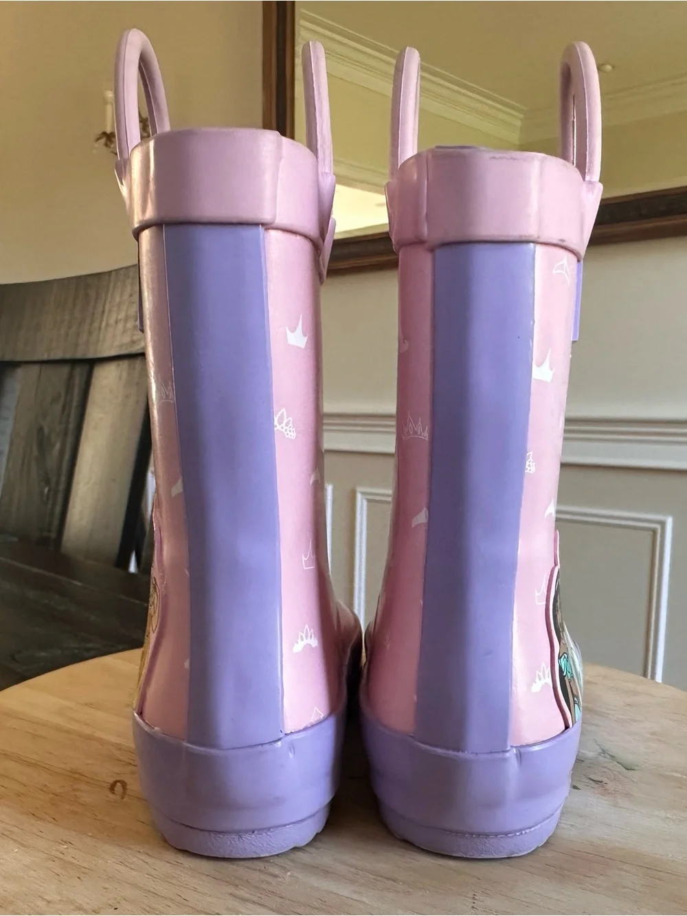 Disney princess waterproof rain boots- pink and purple- size 5/6
